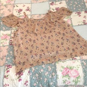 Floral Chiffon Cold Shoulder Top